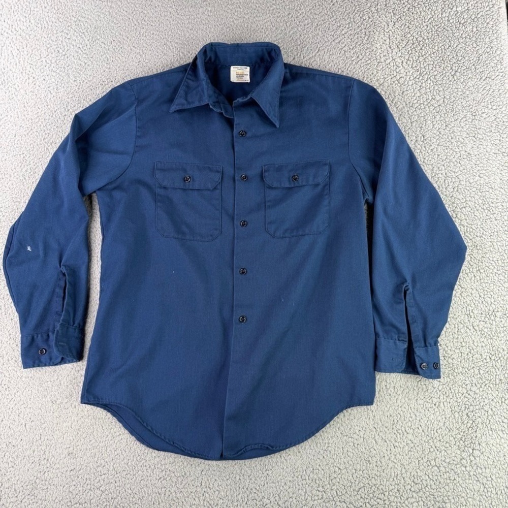 Big Mac Work Shirt Mens Large Blue Long Sleeve JCPenney Permanent Press Vintage